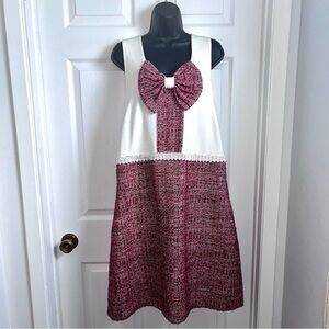 Rinascimento Dress Bow midi Women Medium red white chic sleeveless